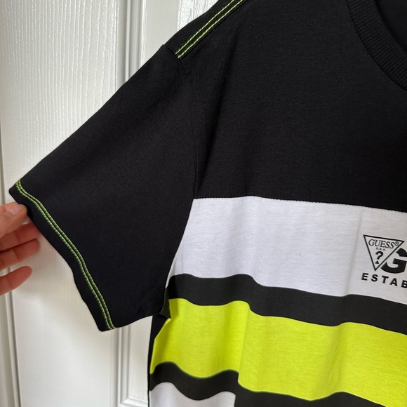 Guess Black and Neon Yellow Colorblock Tee - Picture 3 of 5